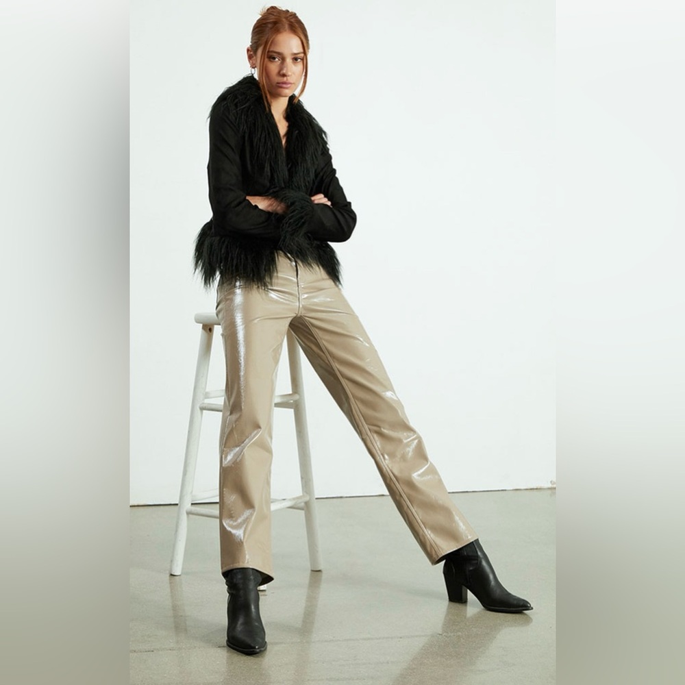 Tan Lacquered Boyfriend Pants NWT Size 27